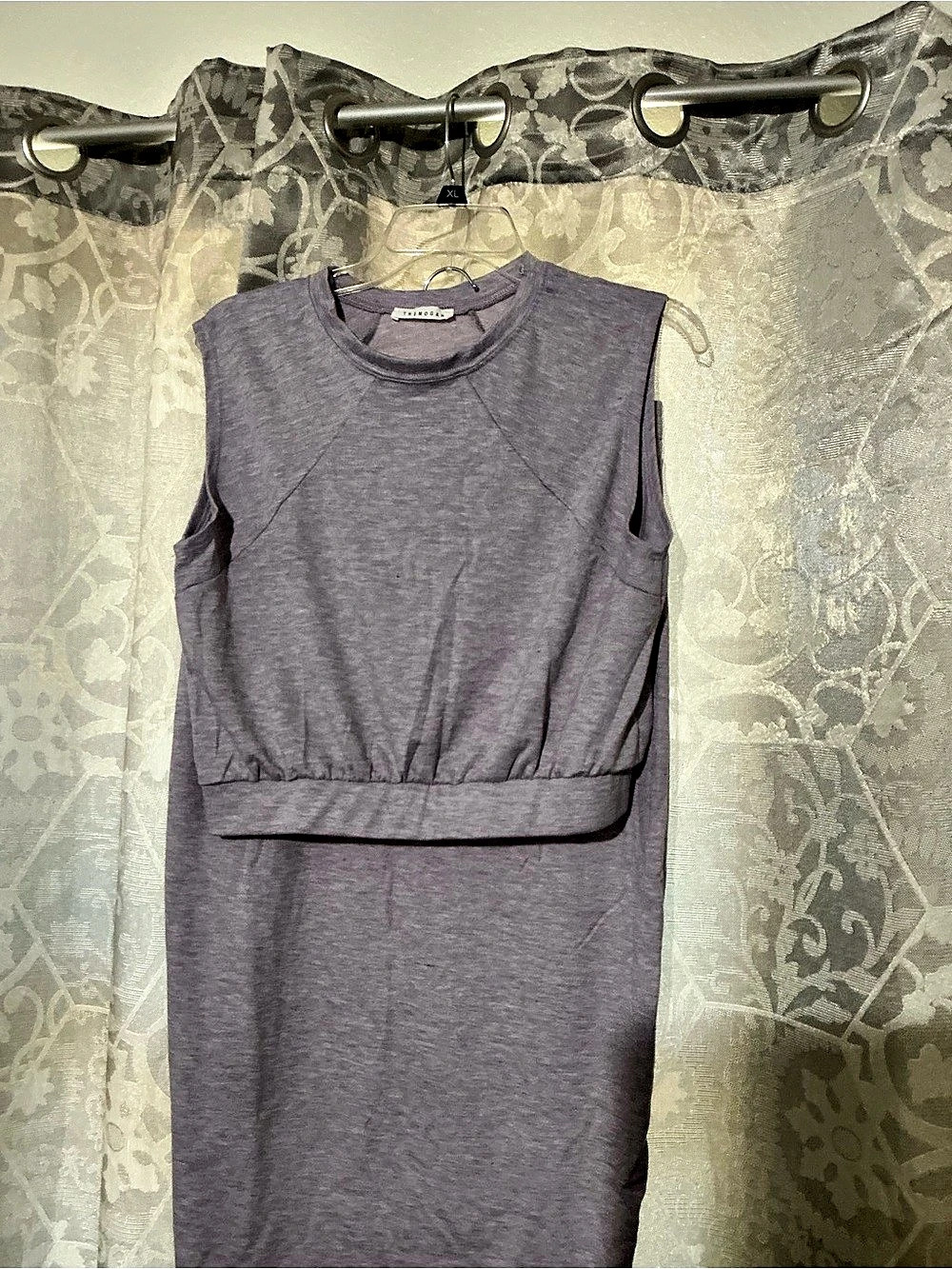 NWOT Themogan Jersey Sleeveless Crop Top and Midi Skirt Set Purple LLike New